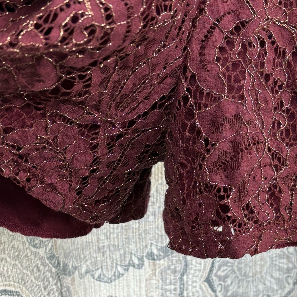 Charlotte Russe  Burgundy A-line Romper - Picture 3 of 12
